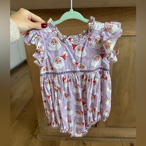 Pink Chicken Purple Santa Print One Piece